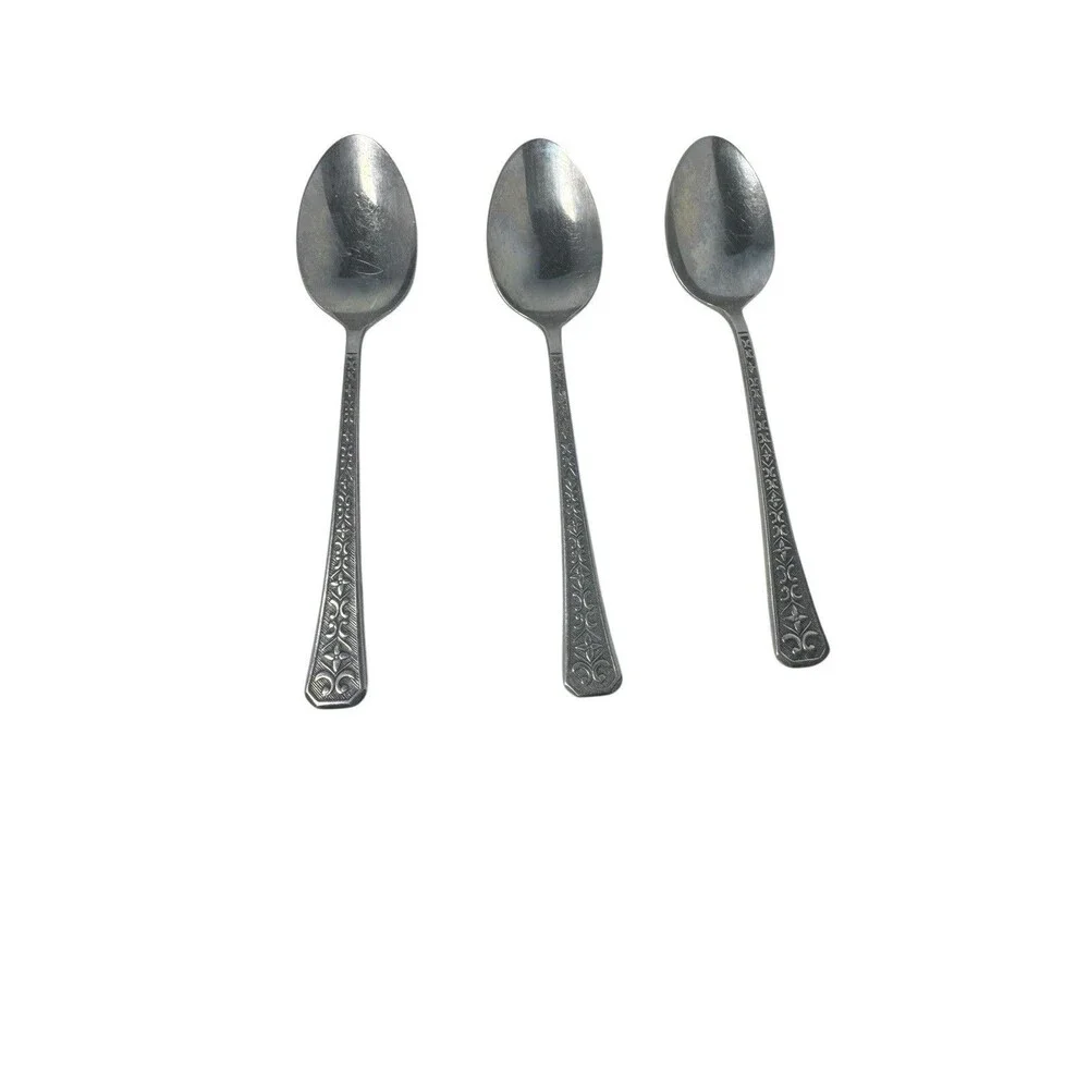VTG INTERPUR Florenz Stainless Flatware Korea Floral Daisy Fleur de Lis Lot (13)